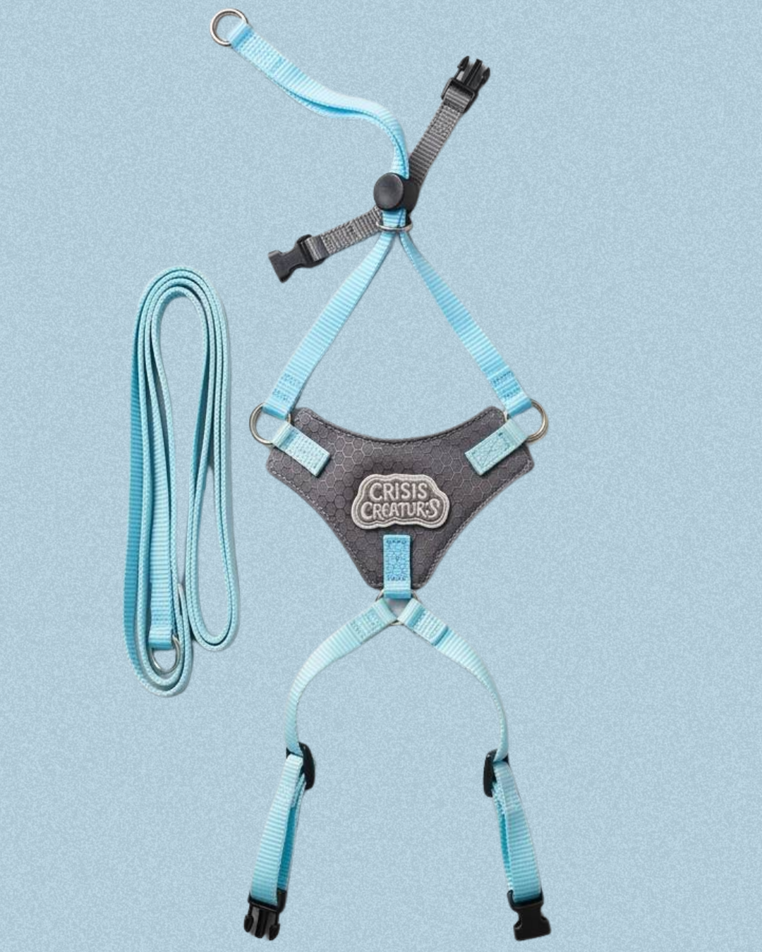 Bubbles Harness Set — Grey & Baby Blue